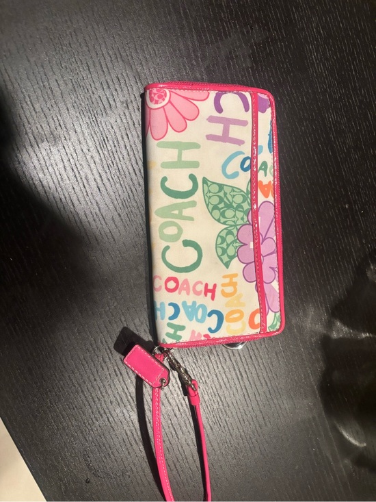 Coach Handbags - Coach Poppy EUC hard to find Zip around Wallet & Wristlet in Hot Pink Trim
